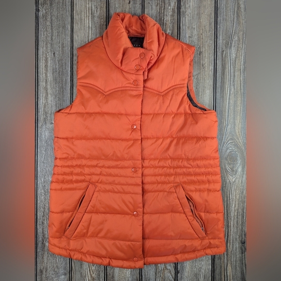 Roper Puffer Vest Size XL 14 Youth Orange Brown Lining - Picture 1 of 16